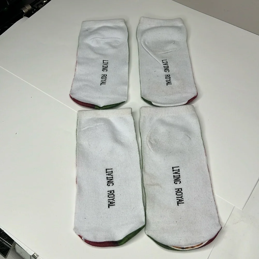 Living Royal Set of 2 Adult 6-12 Football Photo Ankle Socks - New